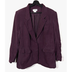 Purple Silk Blazer Plum 16 Alfred Dunner Retro Jacket Vintage Plus Size